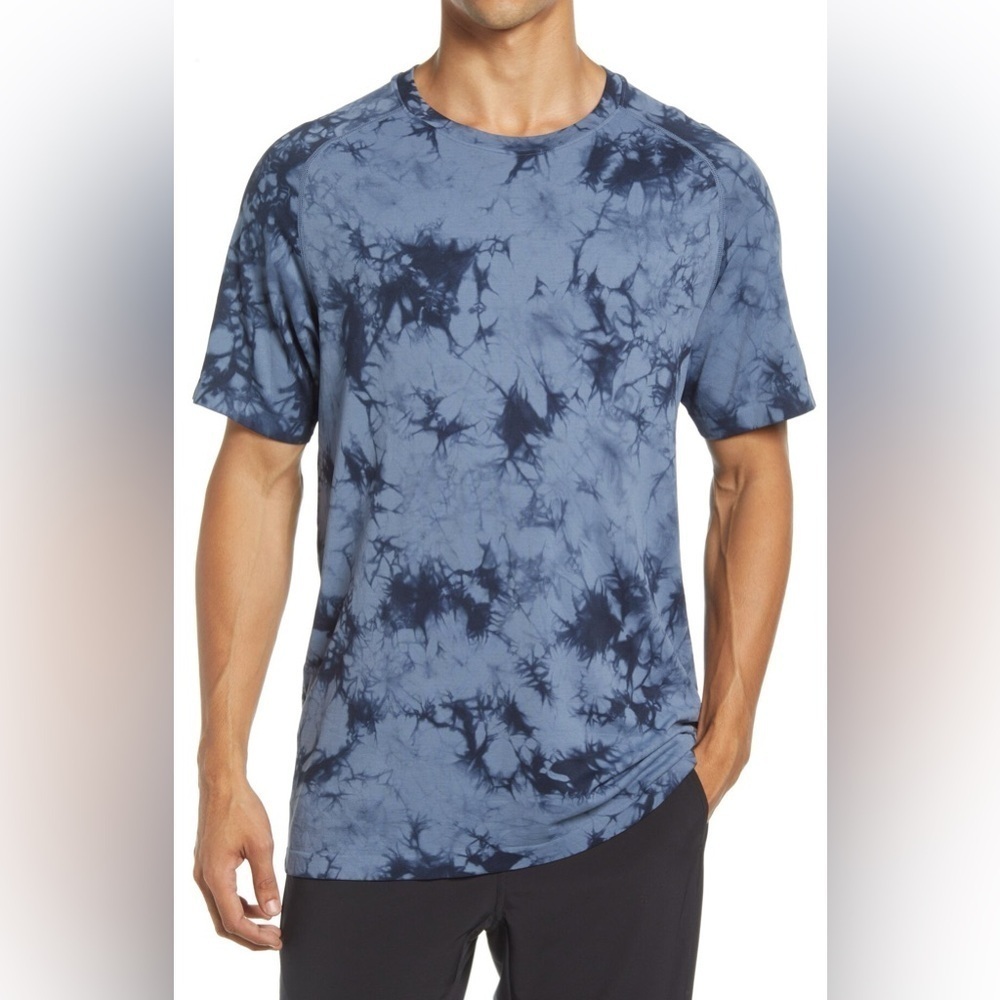 Zella Mens Blue Tie Dye Activewear Tee Size Large